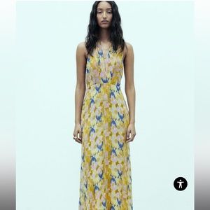 ✨NWT✨Zara Yellow Printed Beaded Dress